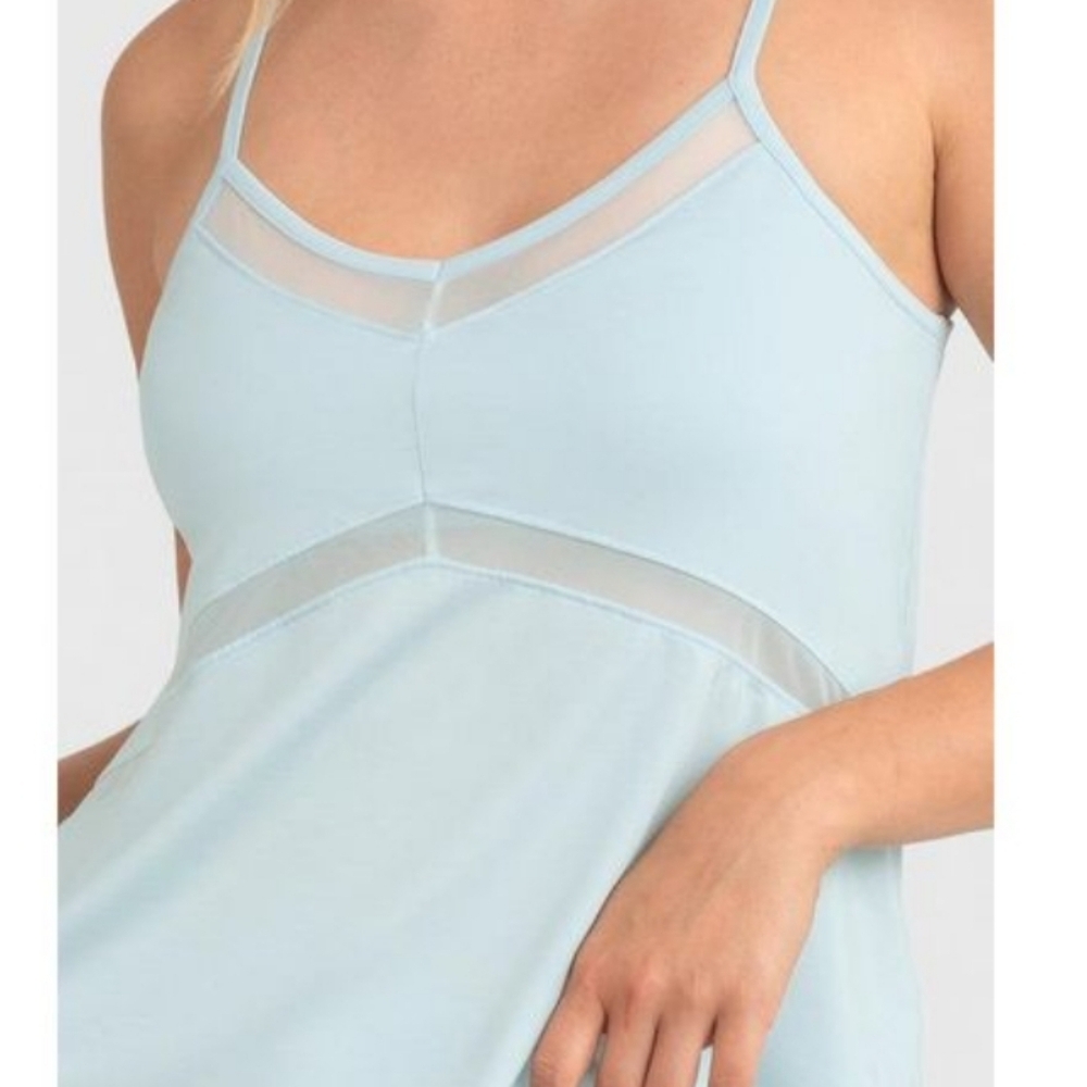 Honey Love Sky Blue Mesh Detail Chemise